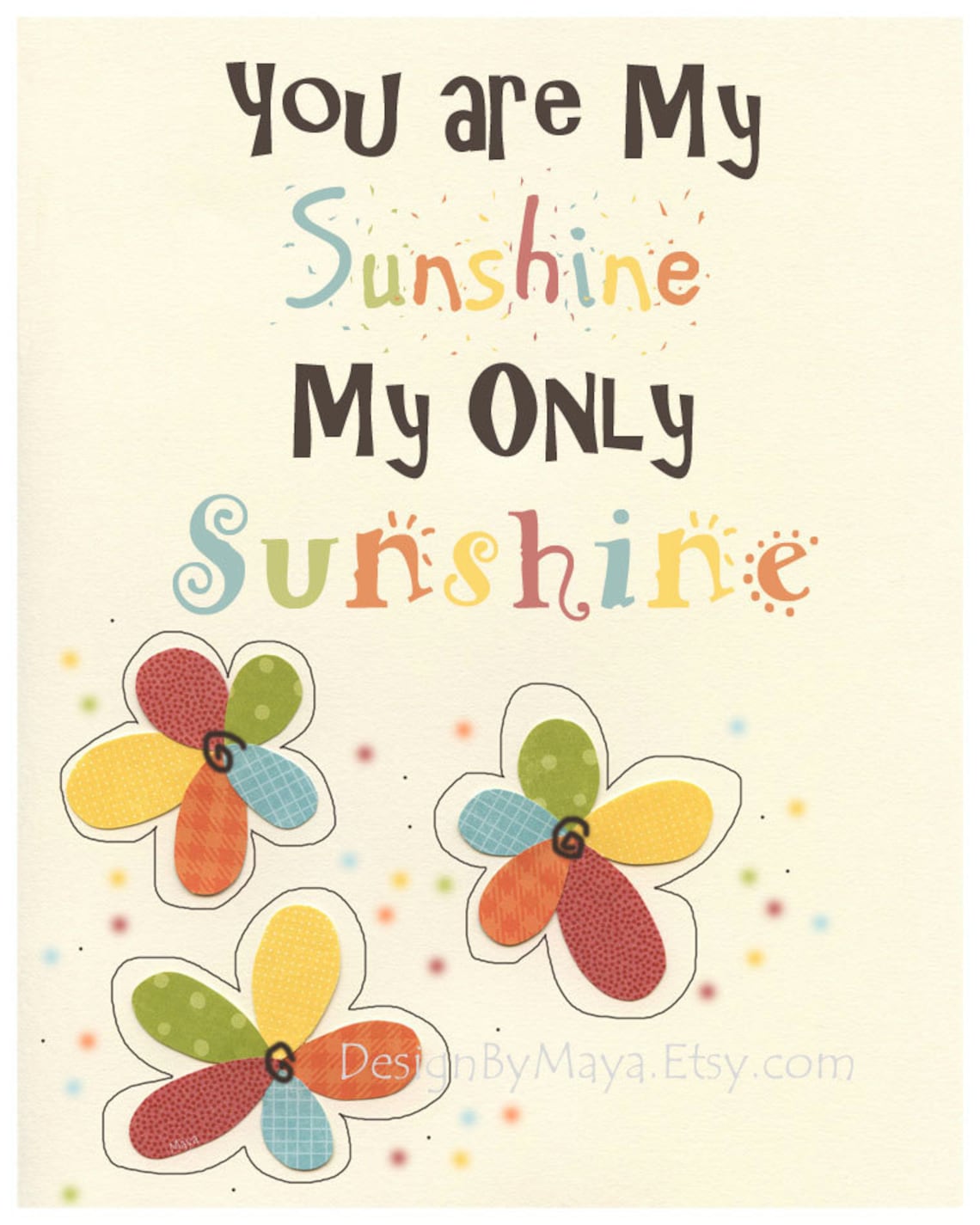 You Are My Sunshine Art Print for Children's Nursery // Etsy