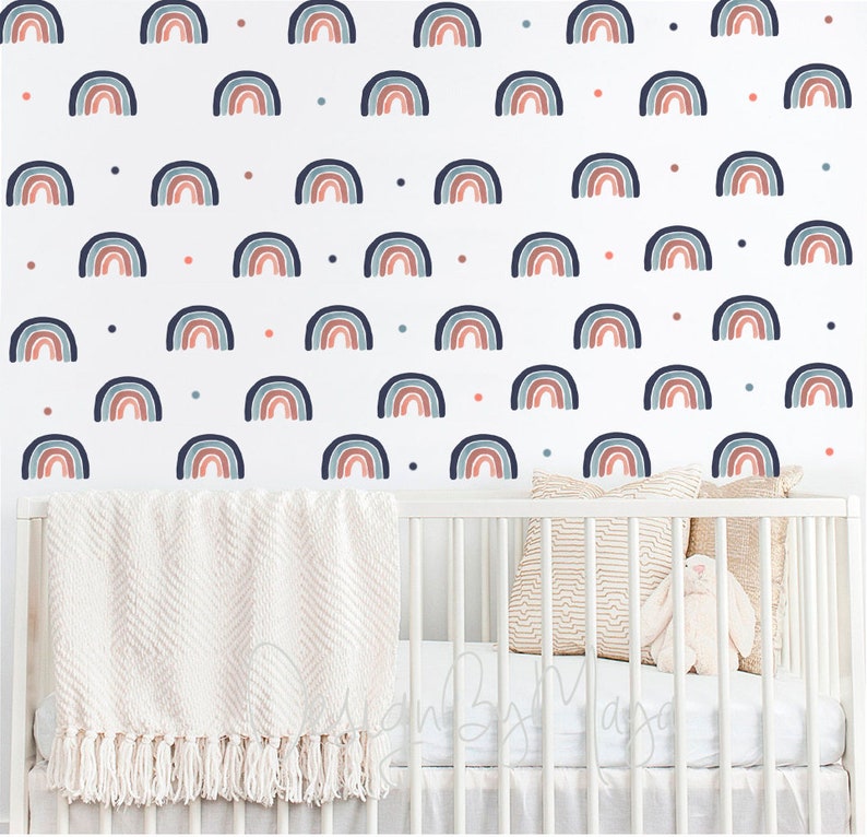 Rainbow Nursery Nursery decor Baby Wall Decal Rainbow Polka Etsy