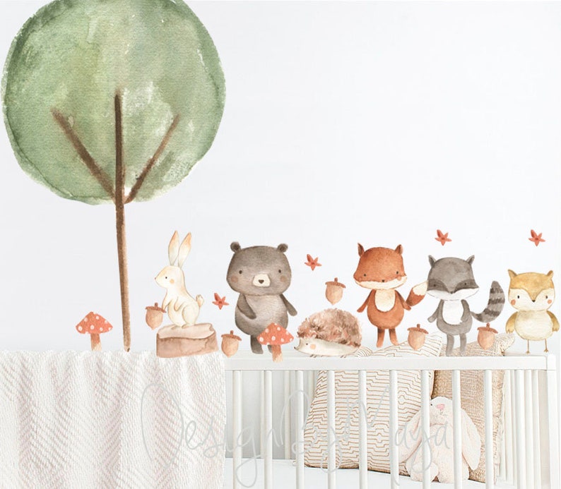 Fabric decals Gender neutral Nursery Woodland Animal Decals Etsy