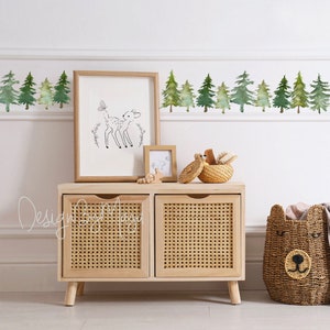 Pine tree fabric decals Woodland theme kids room Wall Decal Fabric Wall Decal Mural Nursery decal Forest Animal Decals Pine trees stickers
