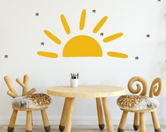 Sun decal, Sun wall stickers, Boho design, Abstract Shape Decals, Desert murals, Southern Decor, Boho wall decor, Retro house Decal Clings