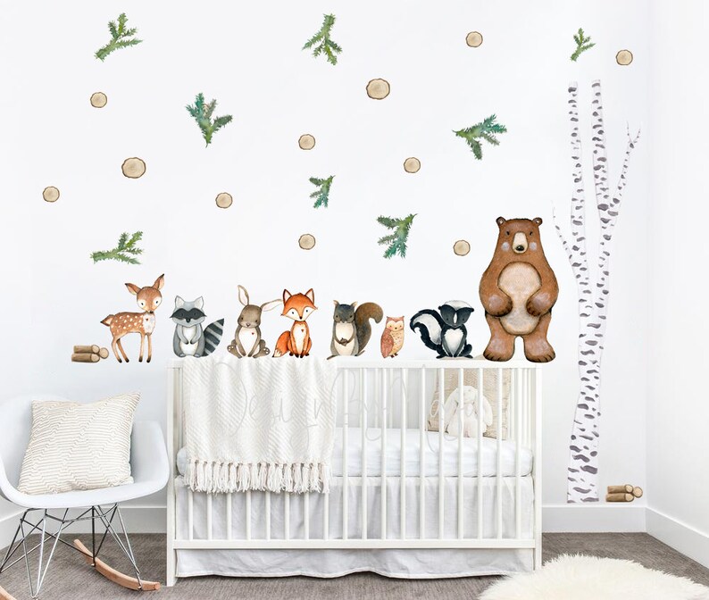 Nursery Wall Decals Woodland Decals Fabric Wall Decal Room Etsy