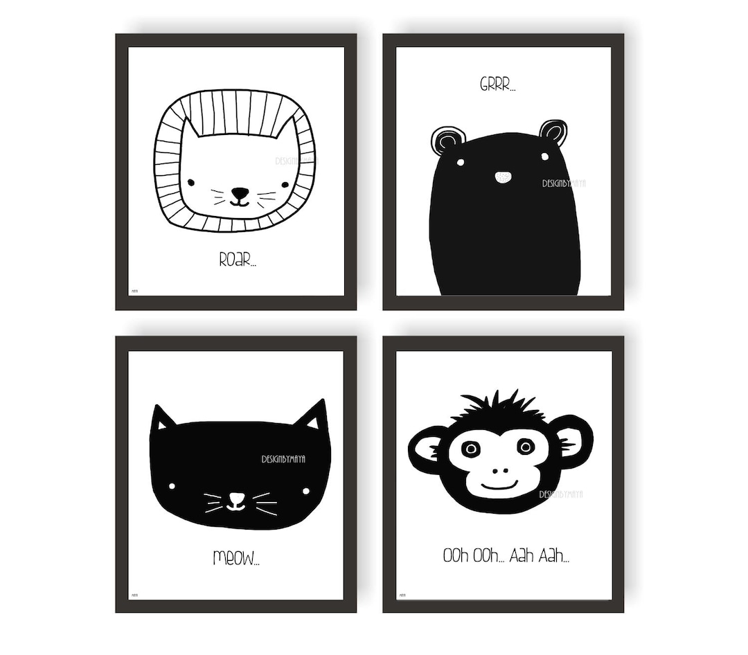 Nursery Wall Art, Baby Room Decor, Children Art, Black and White