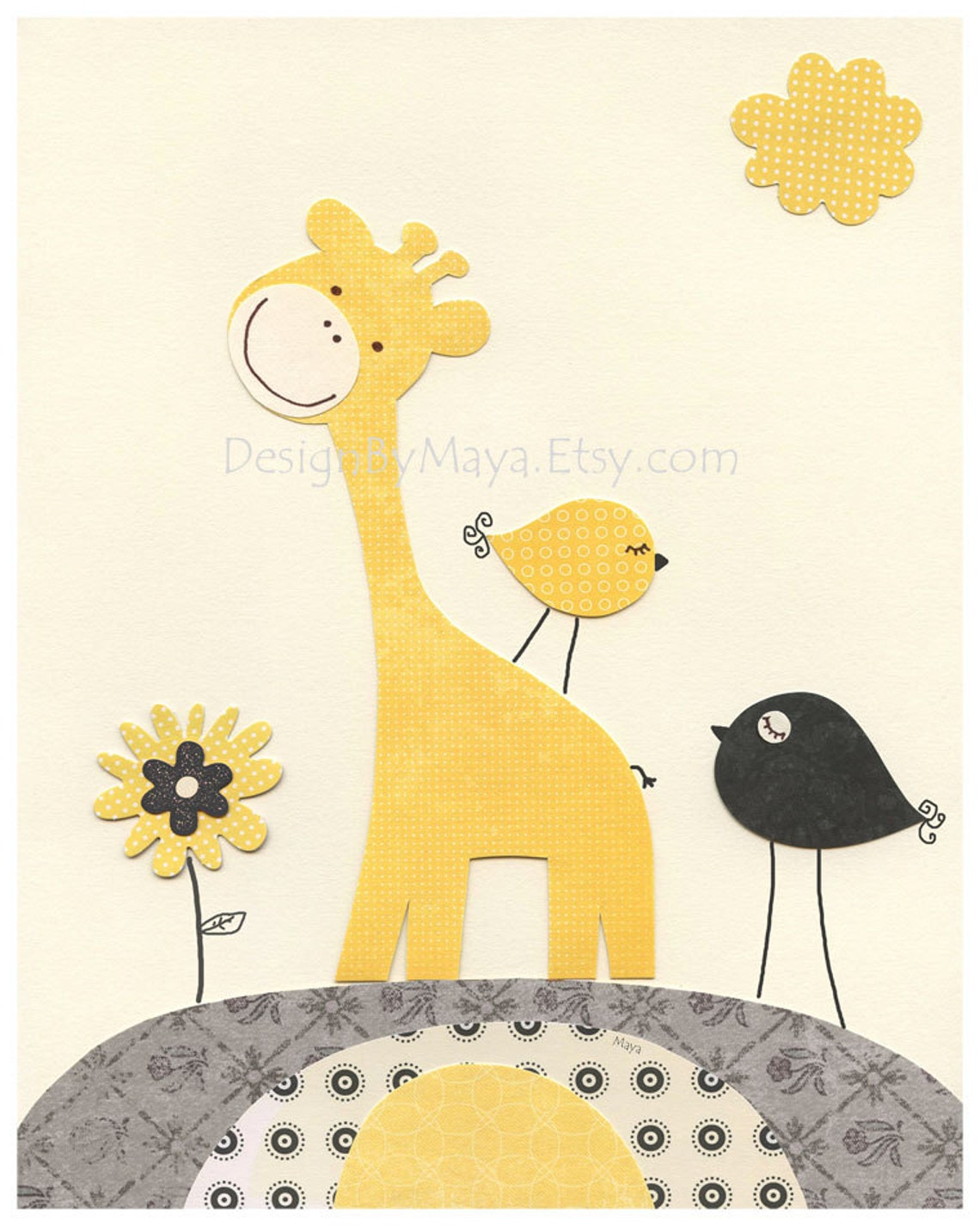 Kids Yellow and Gray Nursery Art Decor. Nursery Decor. Baby Etsy