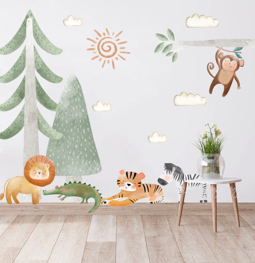 Watercolor Safari Wall Decals: Fabric Nursery Decor - Etsy