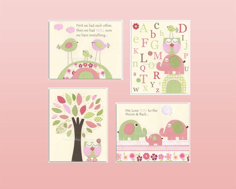 Baby Girl Nursery Wall Art Print Baby Room Decor Love Birds Etsy