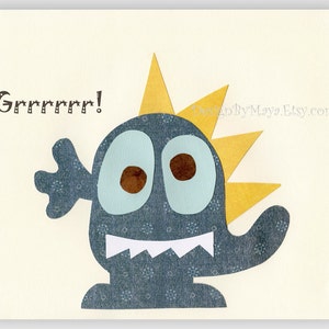 Monster Nursery Wall Art Baby Nursery Decor Kids Room Decor Kids Room Monsters Wall Art Set 5 Prints Blue Green Yellow Orange Red Boo Grrrr