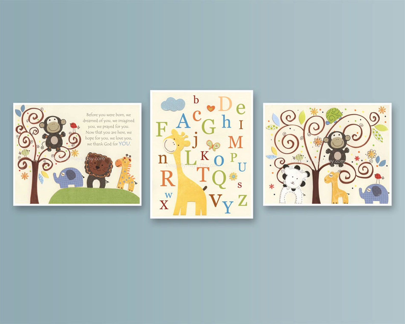 Baby Room Art Nursery Wall Art Children Artwork Set of 3 Etsy