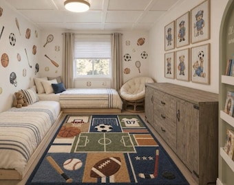 Sport Balls & Bat Fabric Wall Decals, Kids Room Decor, Removable Stickers