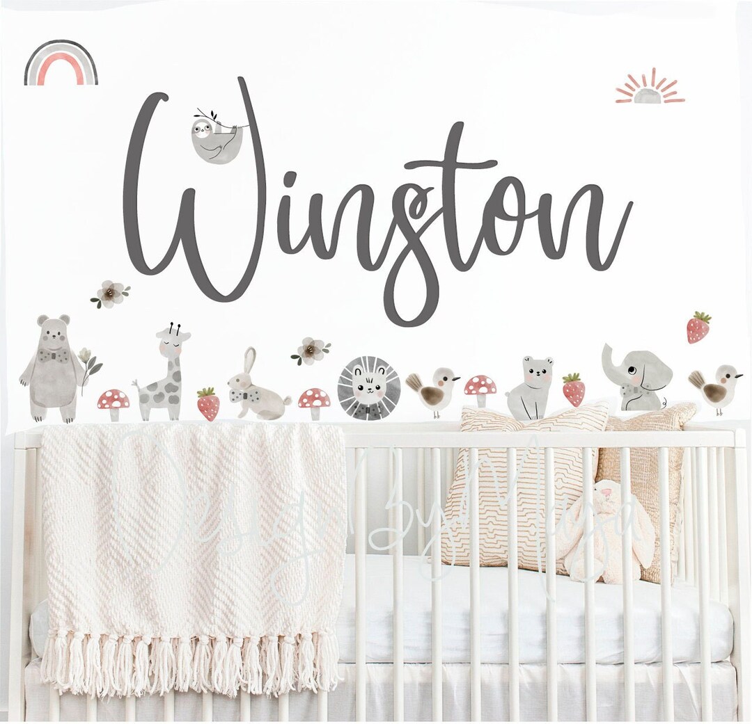 Baby Animals Nursery Decals Safari Animal Stickers Safari Etsy