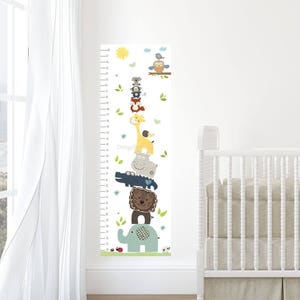 Messlatte für das Wachstum von Kindern, Messlatte für das Wachstum von Kindern, Messlatte für das Wachstum von Kindern, Messlatte für das Wachstum von Kindern, Safari Tier Kunst, Babyzimmer, Kinderzimmer Kunst, Fuchs, Löwe, Affe