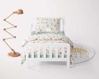 Alphabet Twin Bedding Set: Safari, Woodland, Whales, Zebra, Tiger Lion, Fish, Earth Tones