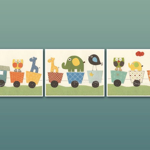 Kids Wall Art Nursery Decor // Baby Boy Room Art // Set of 3 - Etsy