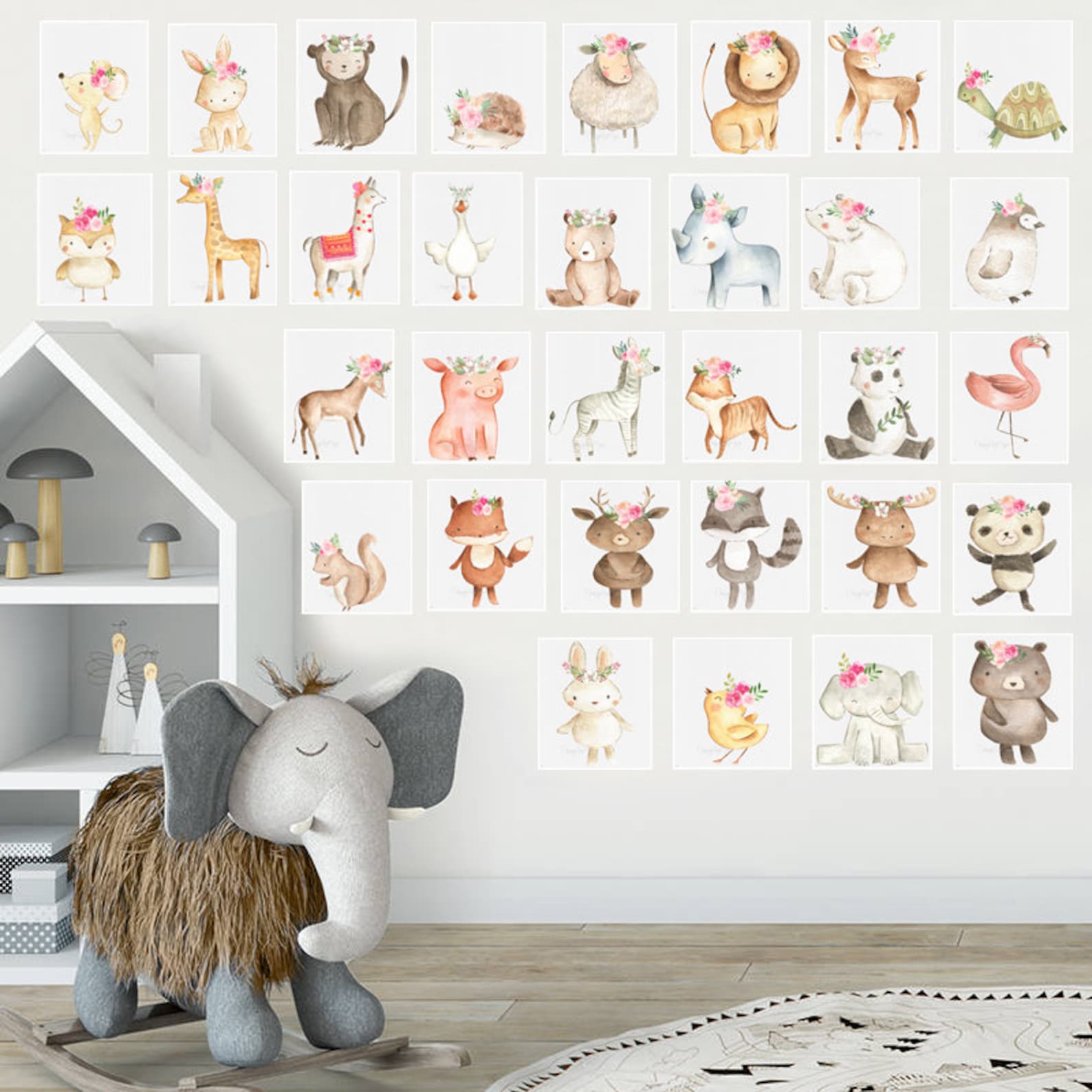 Safari Baby Animals Art Nursery Decor Baby Nursery Decor Baby Etsy