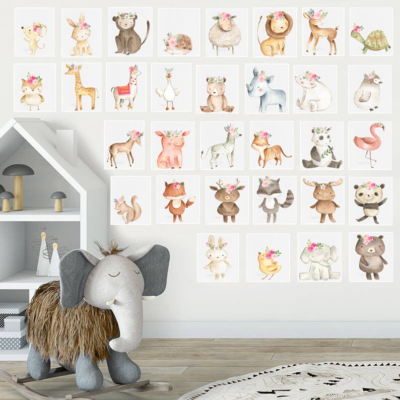 Baby Animals Art Nursery Decor Baby Nursery Decor Baby Etsy