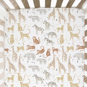 Safari Sbettlaken, Boho Minky Bettwäsche Jungle Baby Krippe Bettwäsche Giraffe Löwe Tiger Nashorn Gepard Zebra Regenbogen Savannah Bettwäsche