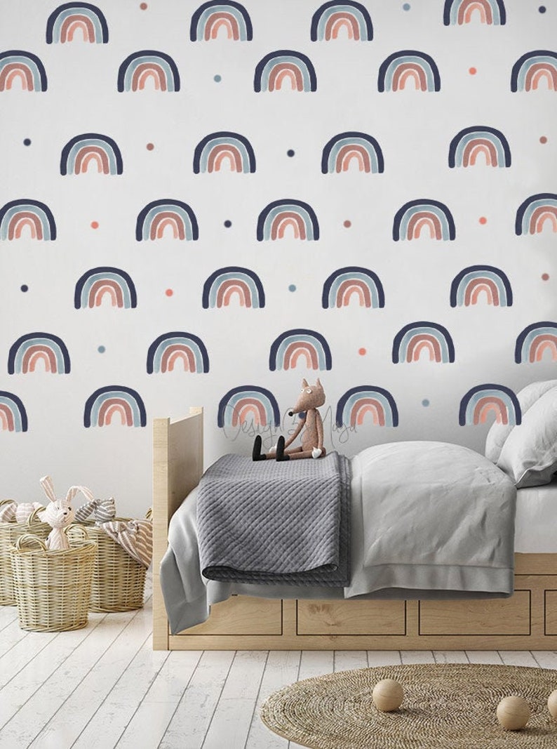 Modern Nursery Decal Watercolor Rainbow Art Fabric Rainbow Etsy