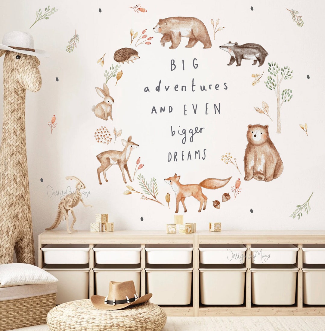 Watercolor Forest Animal Wall Decals: Woodland Nursery Decor - Etsy