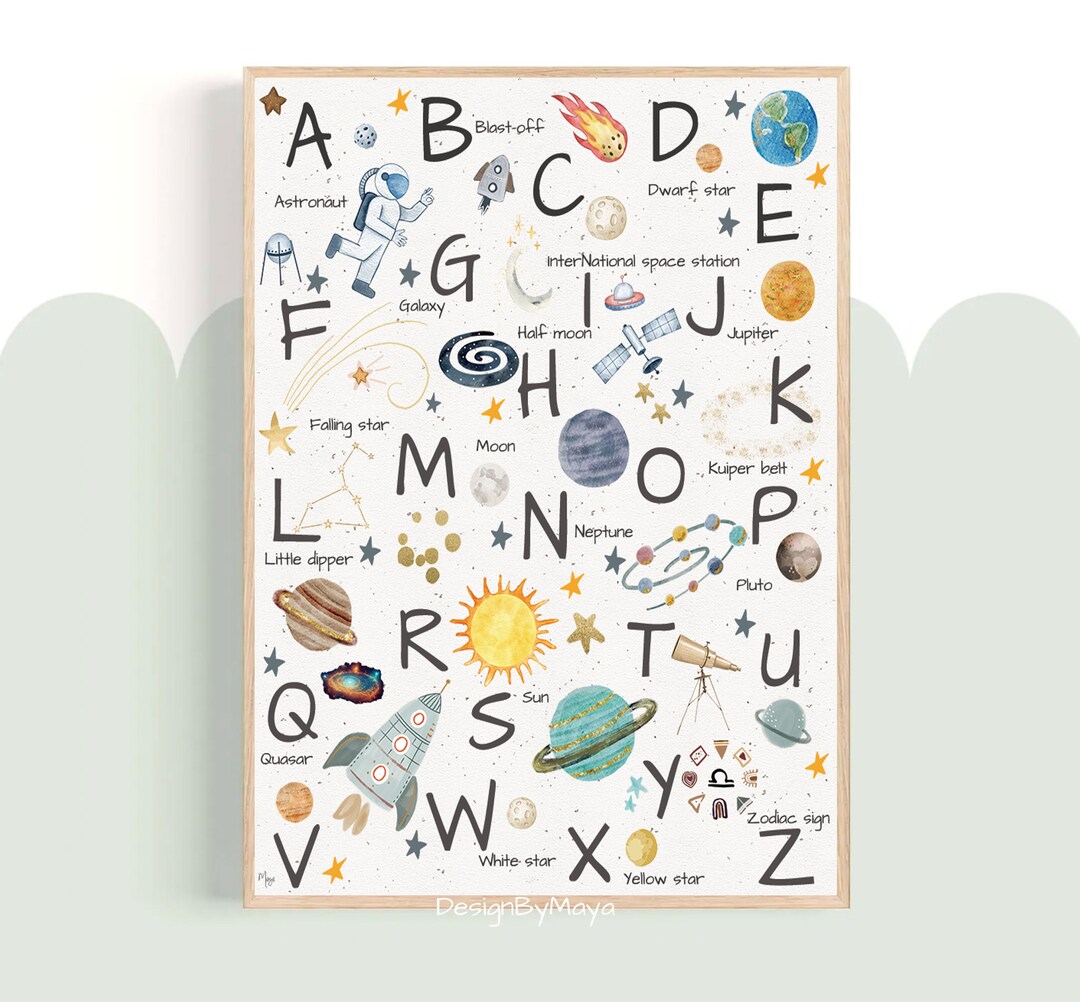 Solar System ABC Print: Space Nursery Decor, Kids Room Art - Etsy