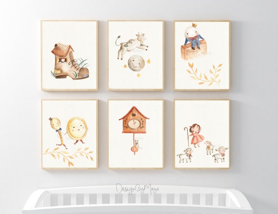Nursery Rhyme Art Prints: Humpty Dumpty, Mother Goose Decor