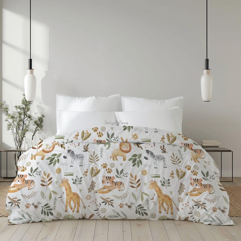 Safari Kids Comforter, Whimsical Forest Duvet, Woodland Theme Bedding