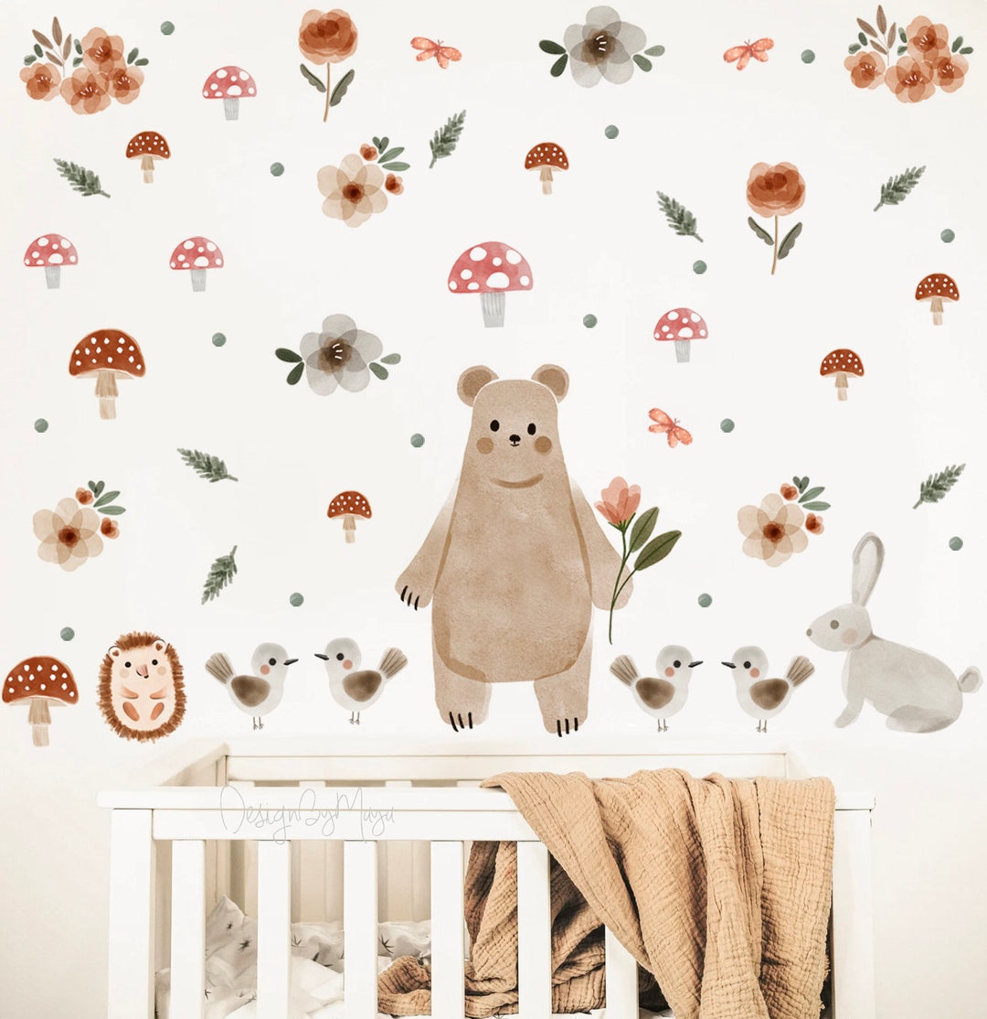 Watercolor Forest Animal Wall Decals: Woodland Nursery Decor - Etsy