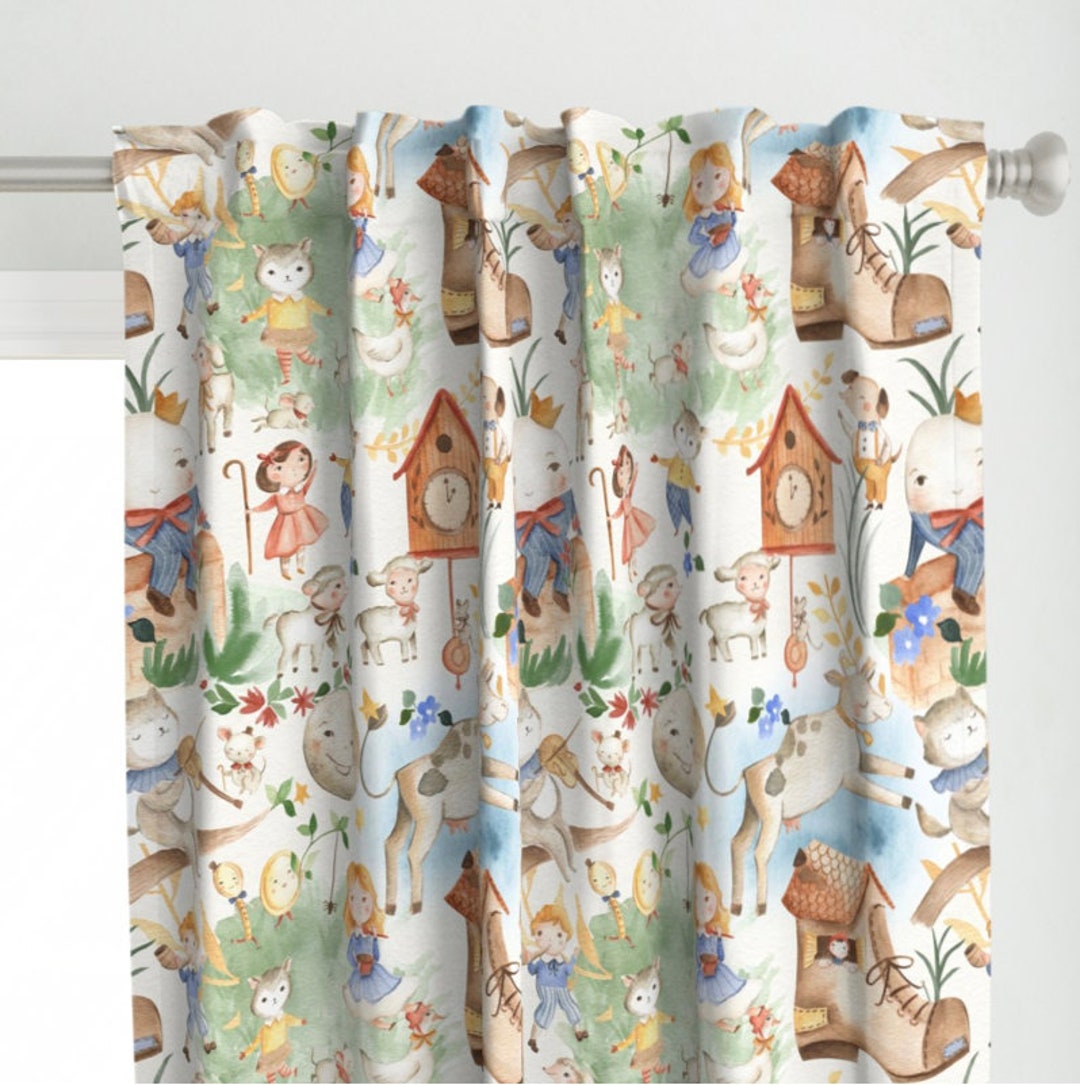 Nursery Rhymes Room Curtain, Boho Nursery Theme, Window Curtains
