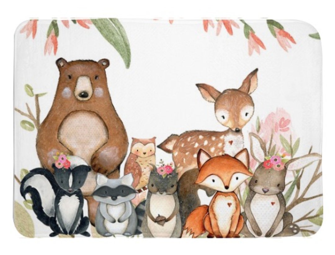 Kids Bath Mat Woodland Bath Mat Forest Bath Mat Bathroom - Etsy