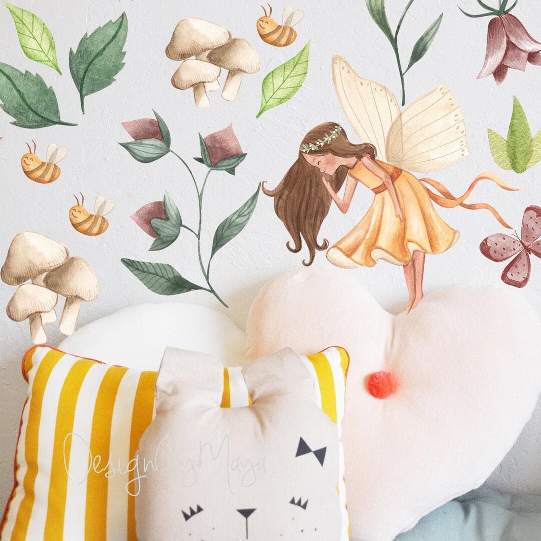 Fairy Nursery Decor, Watercolor Floral Nursery, Baby Girl Deer Fawn ...