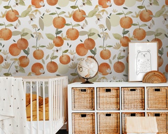 Clementines Wallpaper: Boho Woodland Nursery Decor, Peel and Stick
