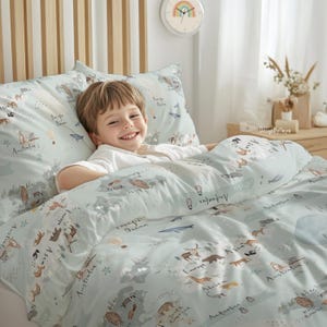 Edredón con mapa del mundo, edredón de granja, ropa de cama con temática de animales de granero, edredón de granja, edredón de pinos, ropa de cama elegante de granero campestre