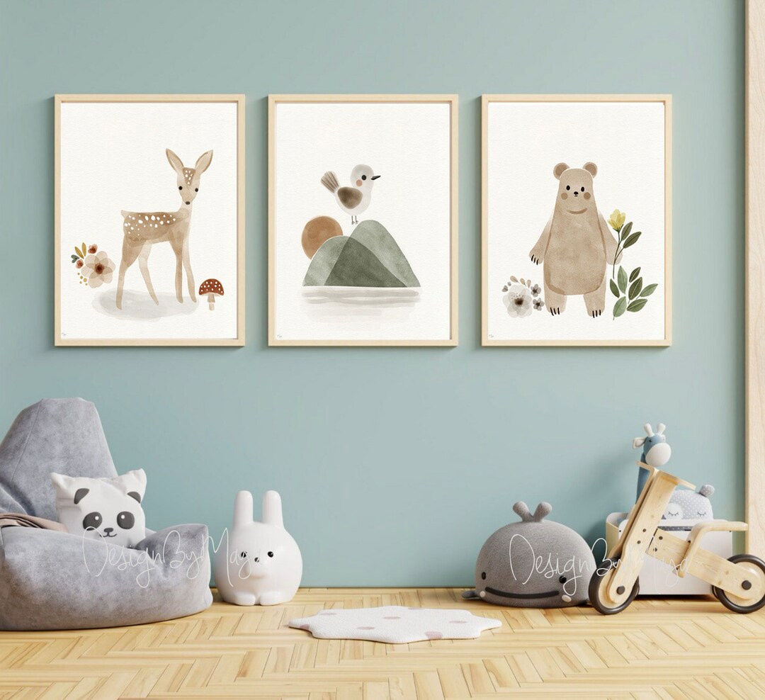 Woodland Animal Prints: Forest Nursery Wall Art Set - Etsy