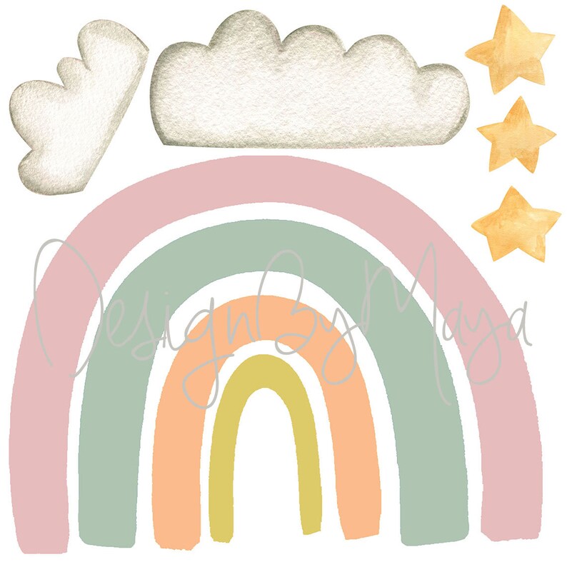 Rainbow Decal Modern Nursery Decal Watercolor Rainbow Art Etsy
