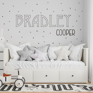 Kids name Baby name clings Playroom, Name above bed sticker, Wall sticker kids name, Kids room decor, Adventure Nursery art, Baby name decal image 1