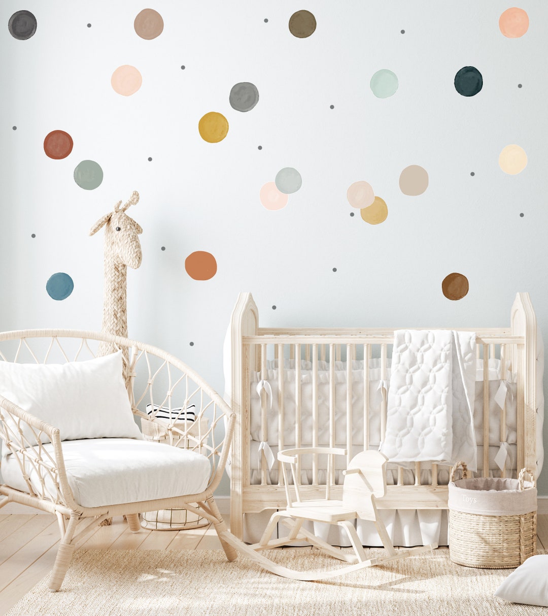 Earth Tones Polka Dot Nursery Wall Decals: Modern Kids Room Decor - Etsy
