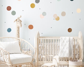 Earth Tones Polka Dot Nursery Wall Decals: Modern Kids Room Decor
