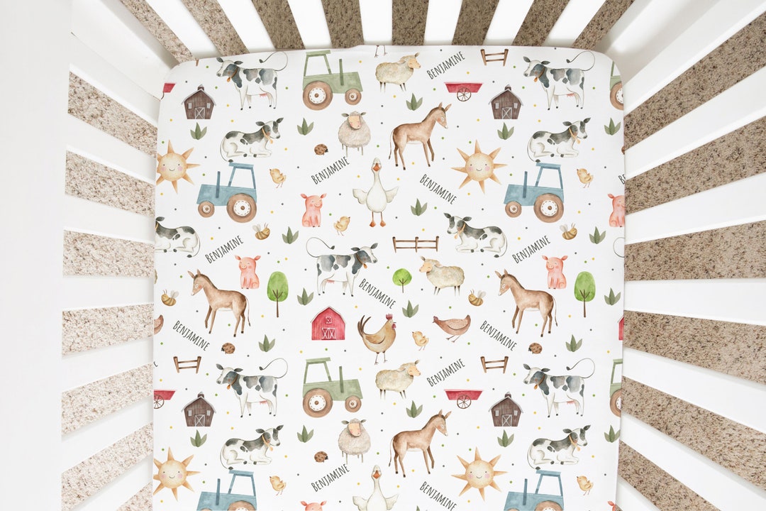 Farm Animals Crib Sheet Minky Jersey Sky Nursery Baby Baby Bedding Hot