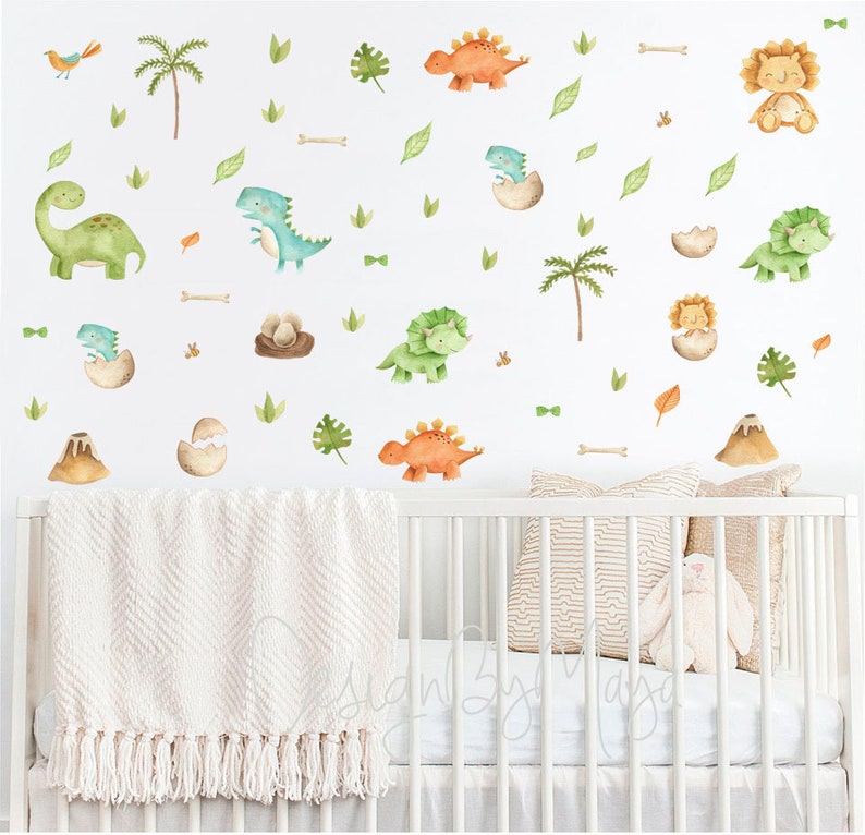 Dino Nursery Dinosaur Watercolor Nursery Decals Nursery Etsy
