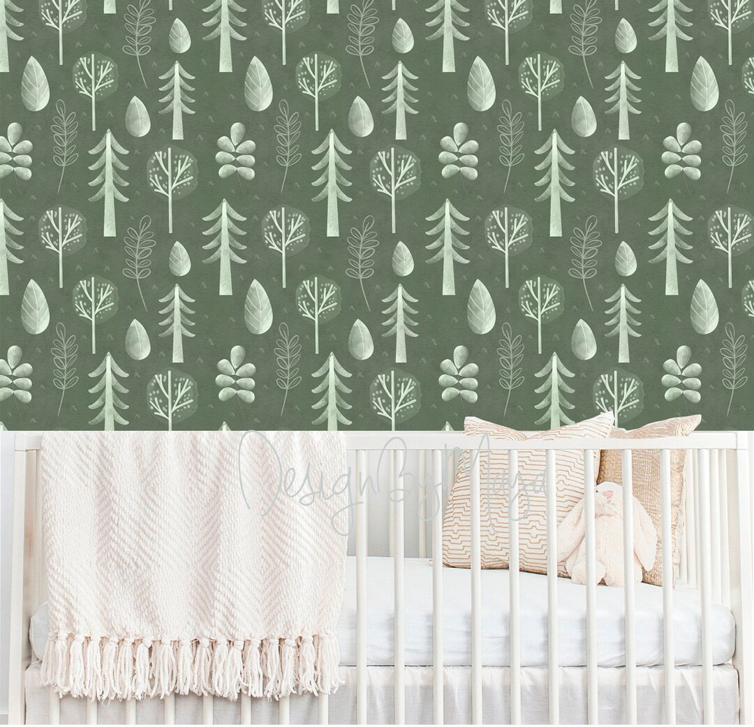 Woodland Nursery Wallpaper Forest Nursery Wallpaper Farmhouse Etsy