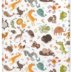 ABC Kinderteppich, Spielteppich, Spielteppich, Kinderteppich, Kinderteppich, Gemusterter Teppich, Spielzimmer Teppich, Weltkarte Dekor, Tiere Dekor, ABC