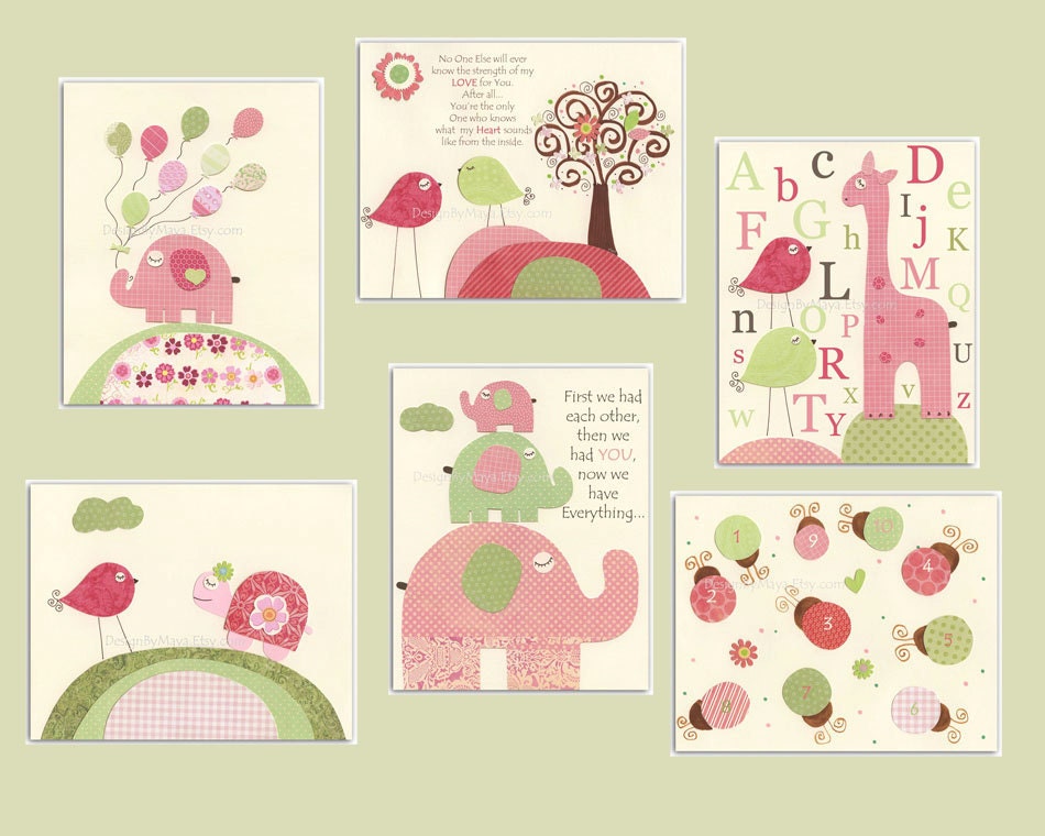 Nursery Wall Print Baby Girl Room Decor Set of 6 8x10 Etsy