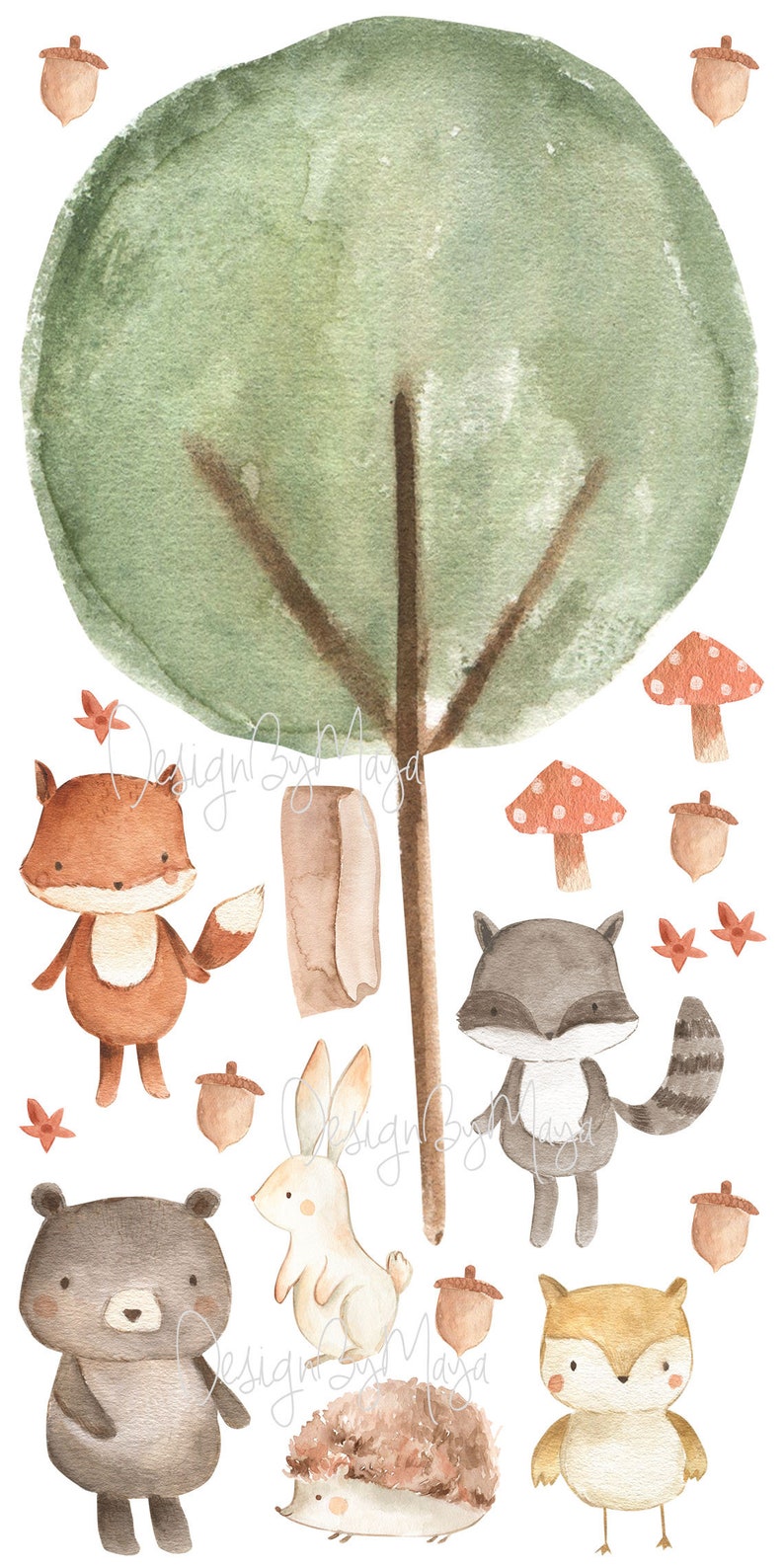 Fabric Decals Gender Neutral Nursery Woodland Animal Decals Etsy