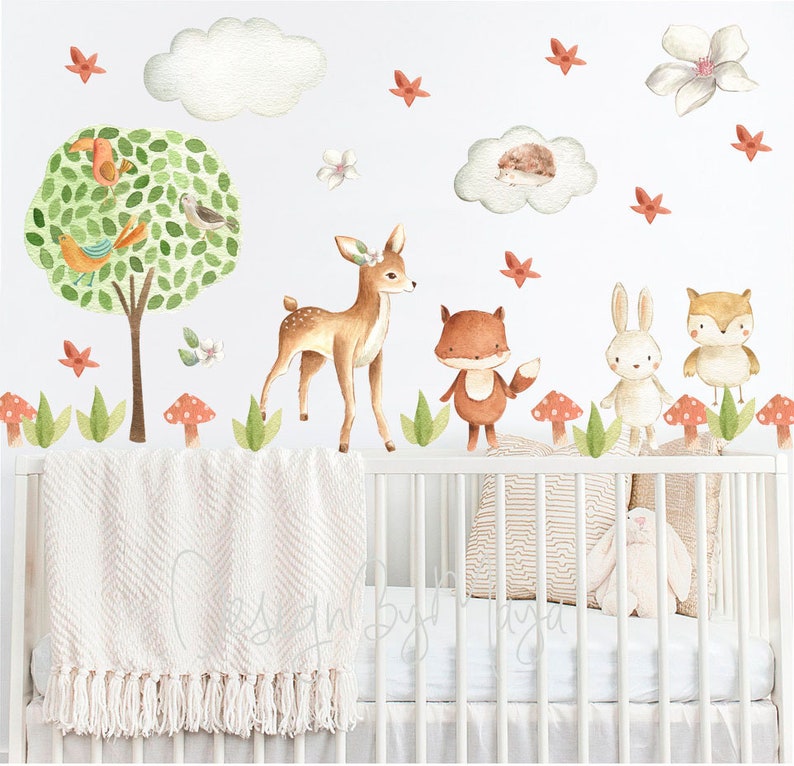 Fabric Wall Stickers Woodland Decals Art Nursery Decal Etsy
