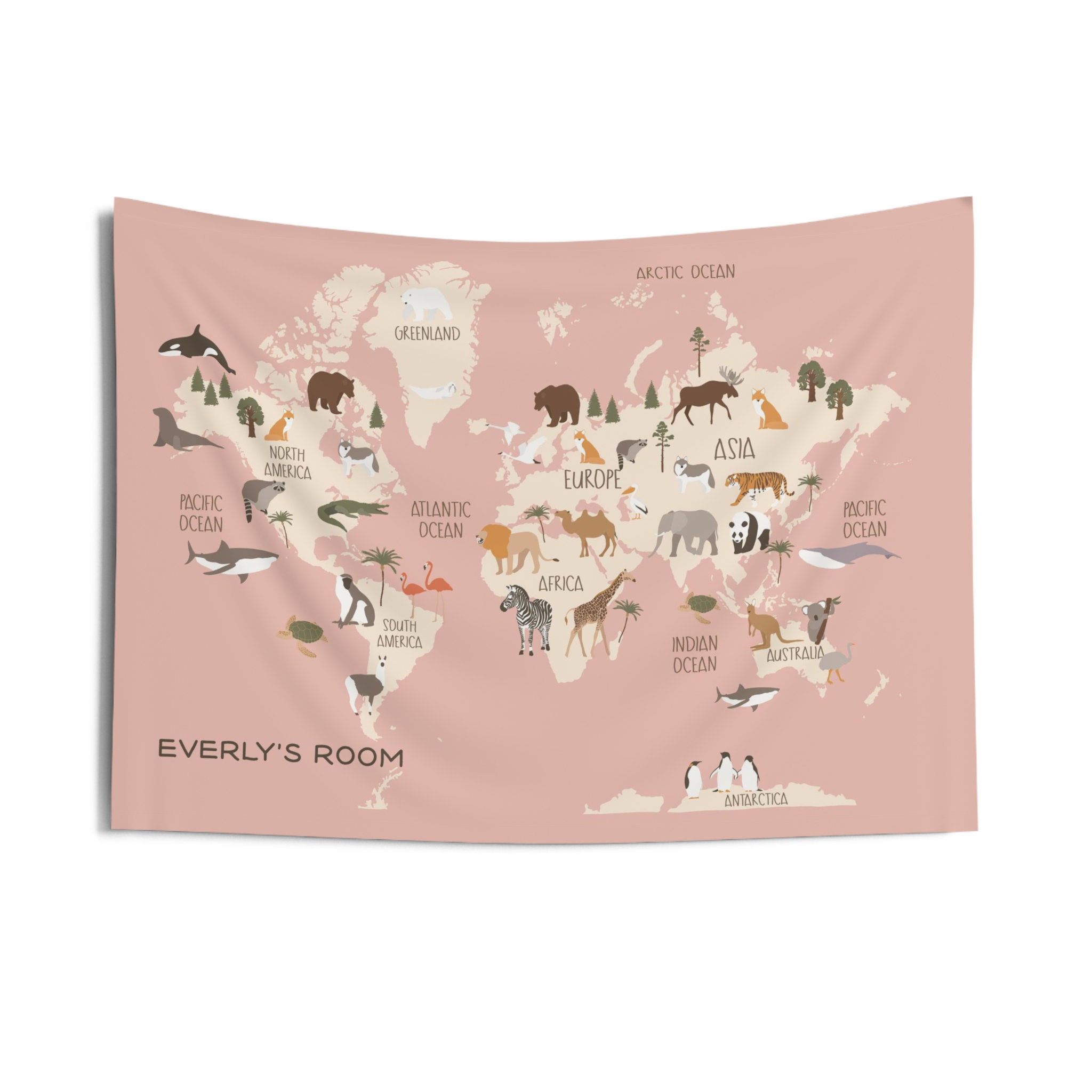 Pink map tapestry hotsell
