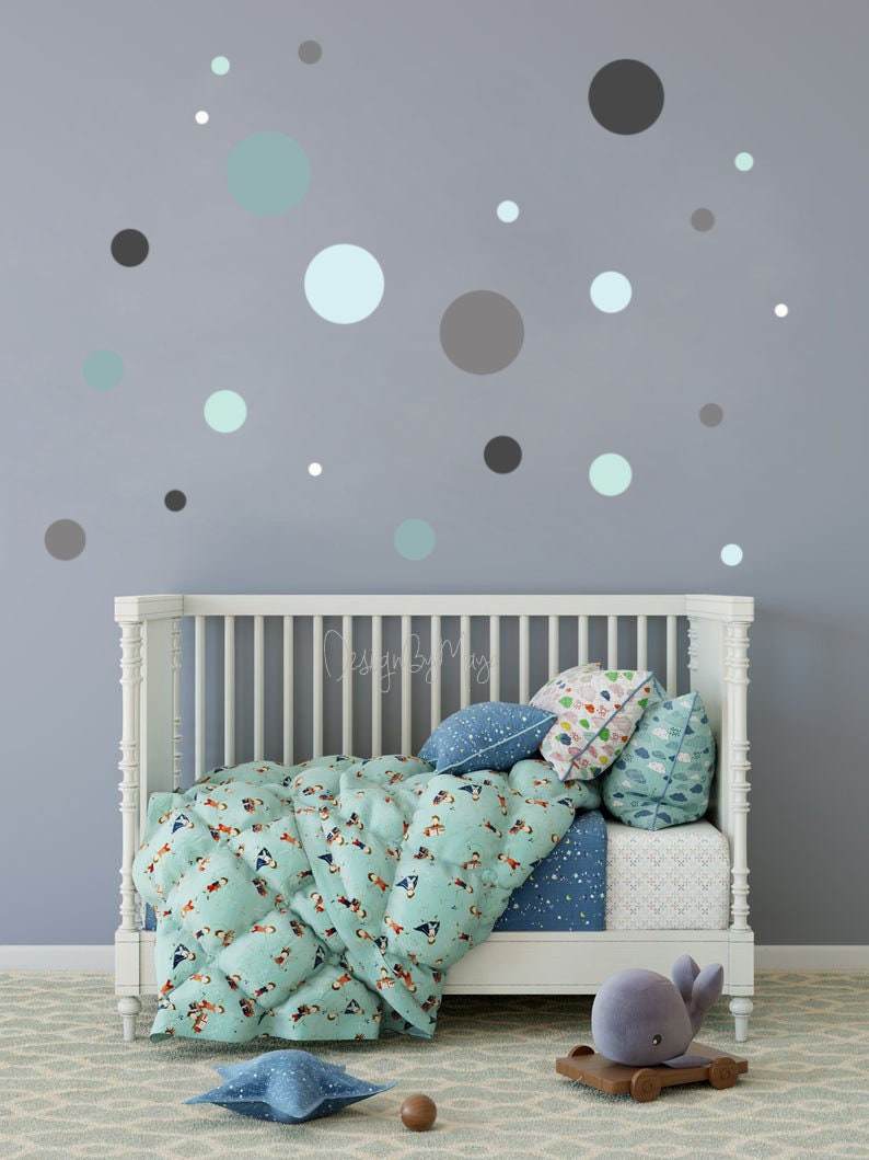 Baby boy room Gender neutral Decor Wall Mural Polka dot Wall Etsy