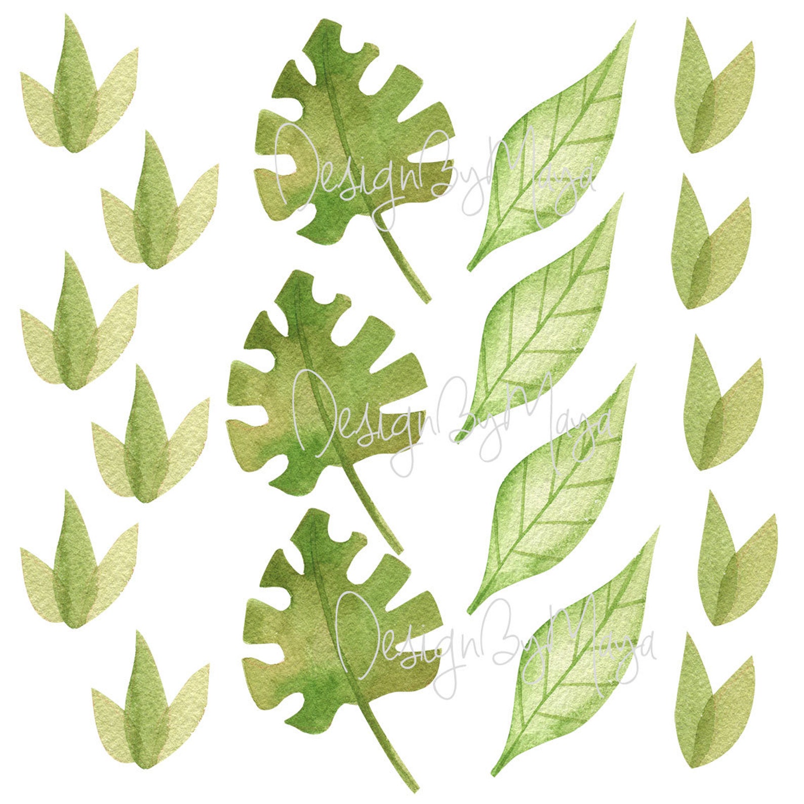 Greenery decal Botanical print Green Leaf Wall Decal Wall Etsy