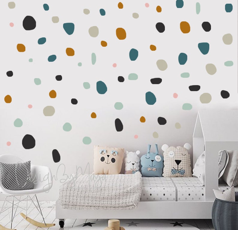 Nursery wall sticker Decor Polka Dot Playroom Wall Kids Decal Modern Nursery Hand drawn polka dots Baby Nursery Kids room Wall Decals Kids image 5