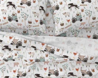 Copripiumino per bambini con tema fattoria: animali del bosco, biancheria da letto con trattore