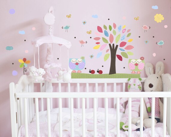 Nursery Tree Wall Decals Baby Girl Room Nursery Art Decor Baby Owl Room Wall Stickers Nursery Decor Butterfly Nursery Nursery Art Girl