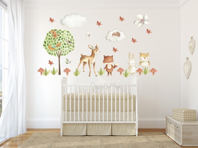 Fabric woodland decals art Nursery decal Woodland Animal Etsy